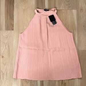 bebe Pink Ribbed Halter Blouse